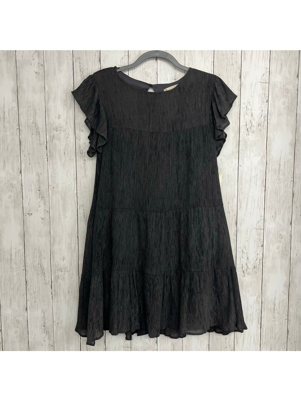Altar'd State Charcoal Gray Short Sleeve Lined Flowy Comfy Tiered Swing Dress